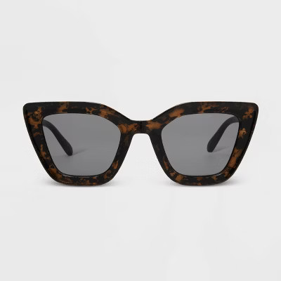 Women's Shiny Plastic/Metal Cateye Sunglasses - Universal Thread™ Brown/Tortoise Print: Maximum... | Target