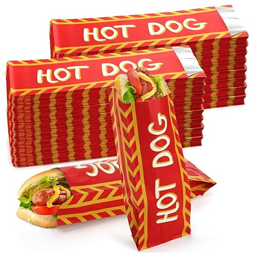 ZEAYEA 200 Pack Hot Dog Wrappers, Foil Lined Hot Dog Sleeves, Grease Resistance Disposable Hot Do... | Amazon (US)