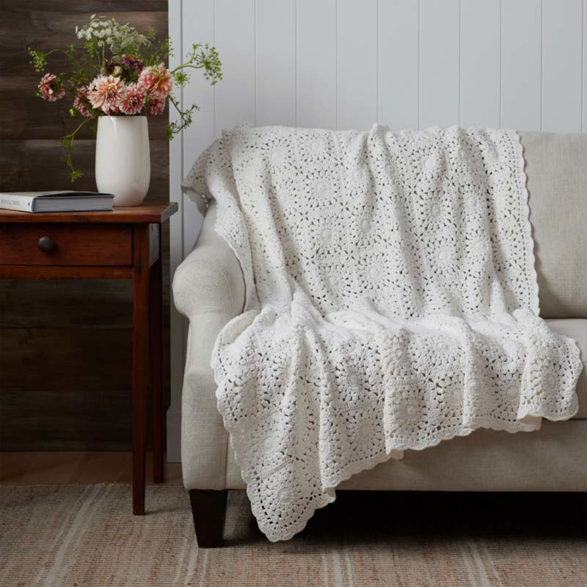 Cotton Crochet Throw - Beige | The Company Store