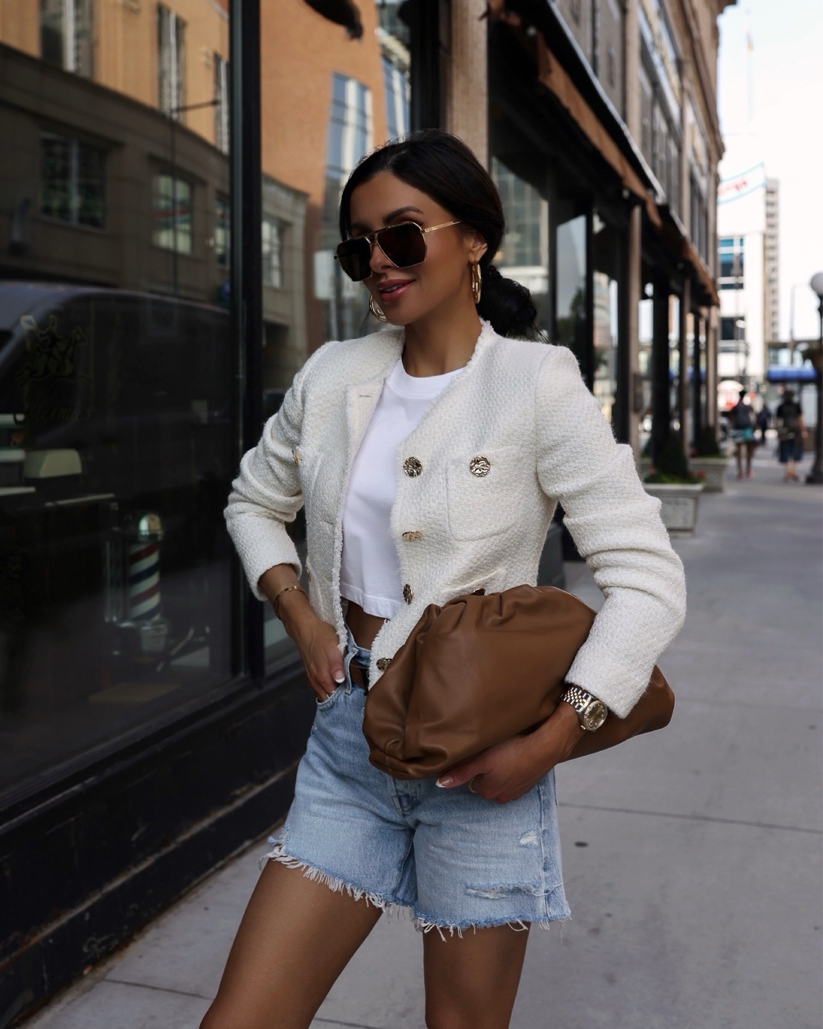Casual spring outfit
Mango tweed jacket
Agolde white tee
Agolde Parker shorts
Mango mules 


#LTKSeasonal #LTKStyleTip #LTKFindsUnder100
