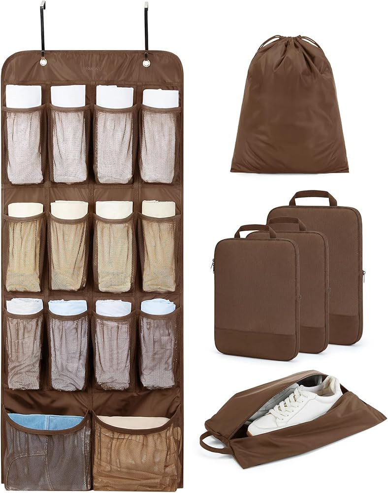 BAGSMART Hanging Compression Packing Cubes for Closet Organizers And Storage, 6 Set Suitcase Orga... | Amazon (US)