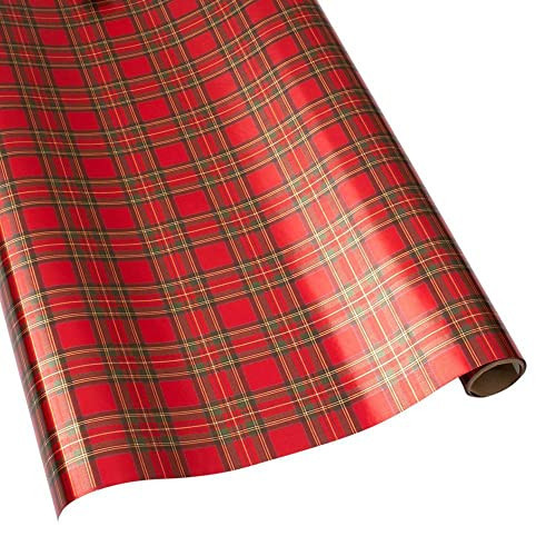 Caspari Royal Plaid Foil Gift Wrapping Paper - One 30 in. x 6 ft. Roll | Amazon (US)