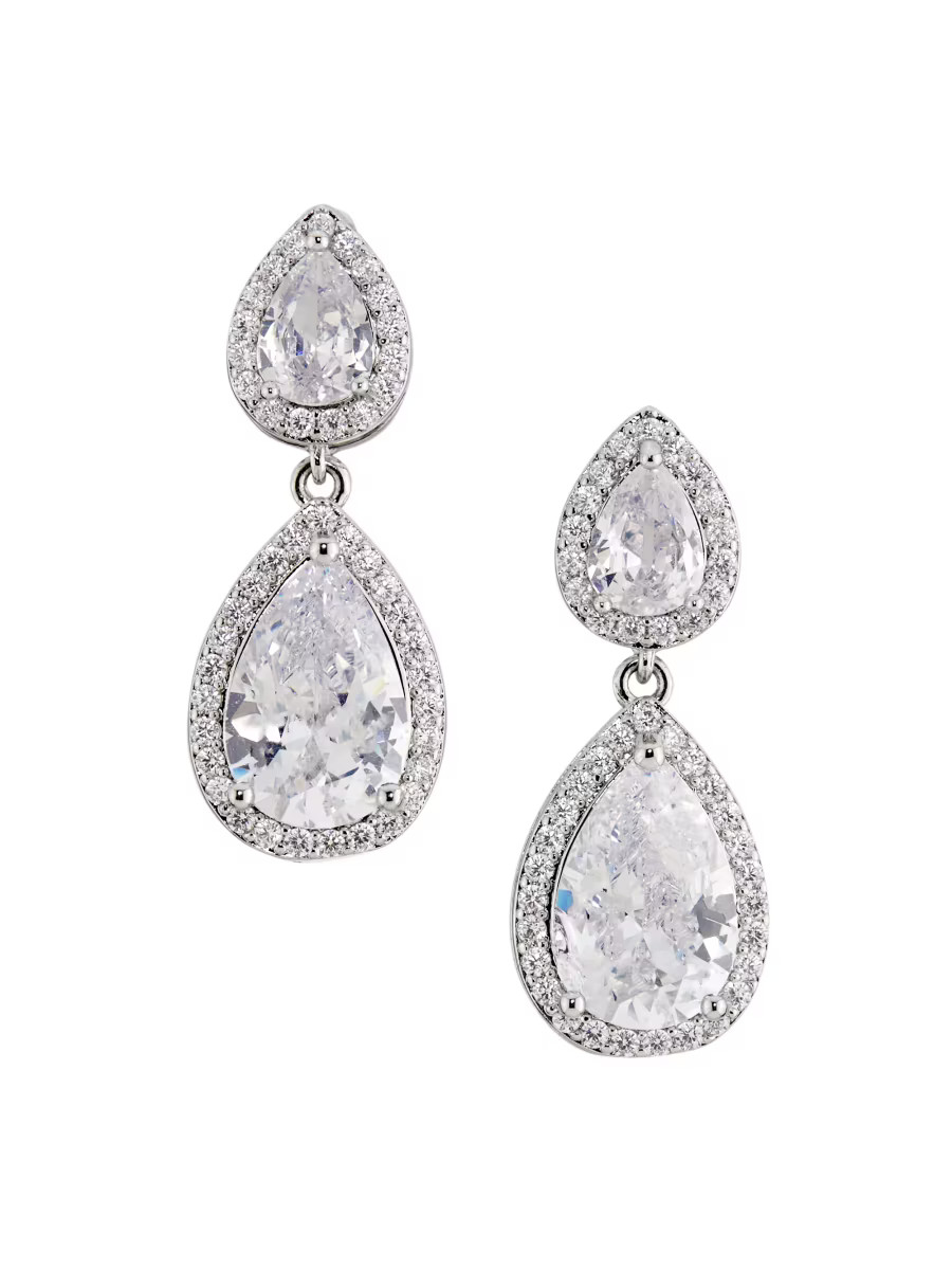Kamila Sterling Silver & Cubic Zirconia Halo Drop Earrings | Saks Fifth Avenue