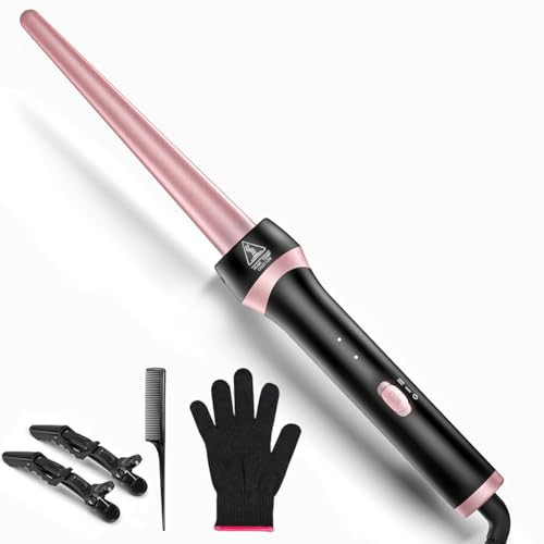 Santiway Tapered Curling Wand 0.5-1 Inch Curling Iron Professional Ceramic Hair Curler Wand with Heat-Resistant Glove Dual Voltage Suitable for Women and Girls All Hair Types | Amazon (US)