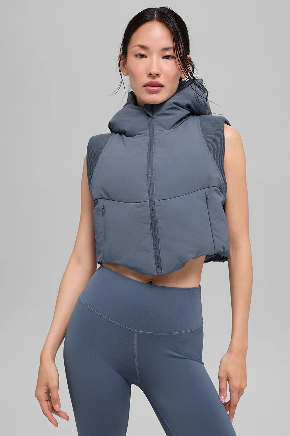 ALO | Fast Lane Puffer Vest in Bluestone, Size: 2XS | Alo Yoga (US)