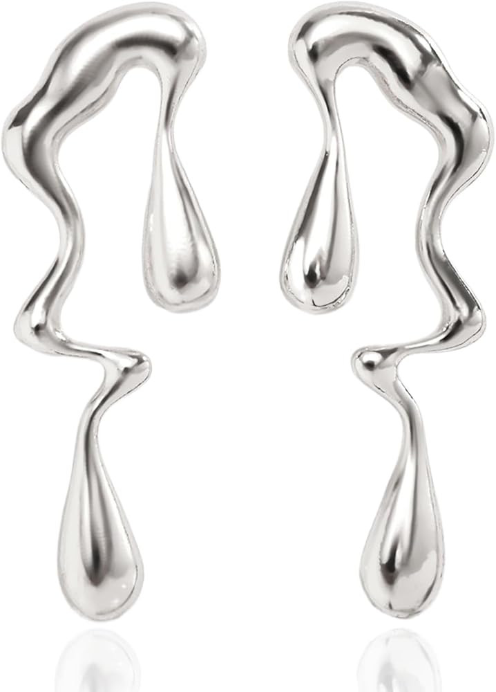 Teardrop Earrings Gold Palated Earrings Large Irregular Geometric Studs Big Lightweight Waterdrop... | Amazon (US)