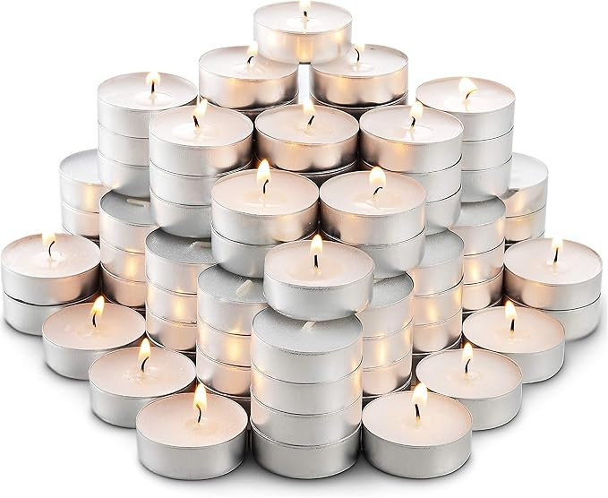 MontoPack Mini Tealight Candles in Bulk | 100 White, Small Votive Smokeless, Dripless & Long Last... | Amazon (US)
