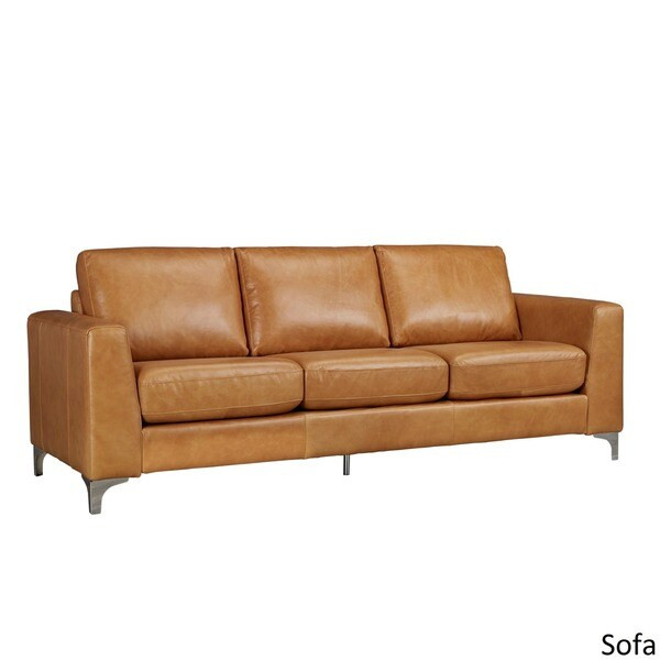 Bastian Aniline Leather Caramel Brown Sofa iNSPIRE Q Modern | Bed Bath & Beyond