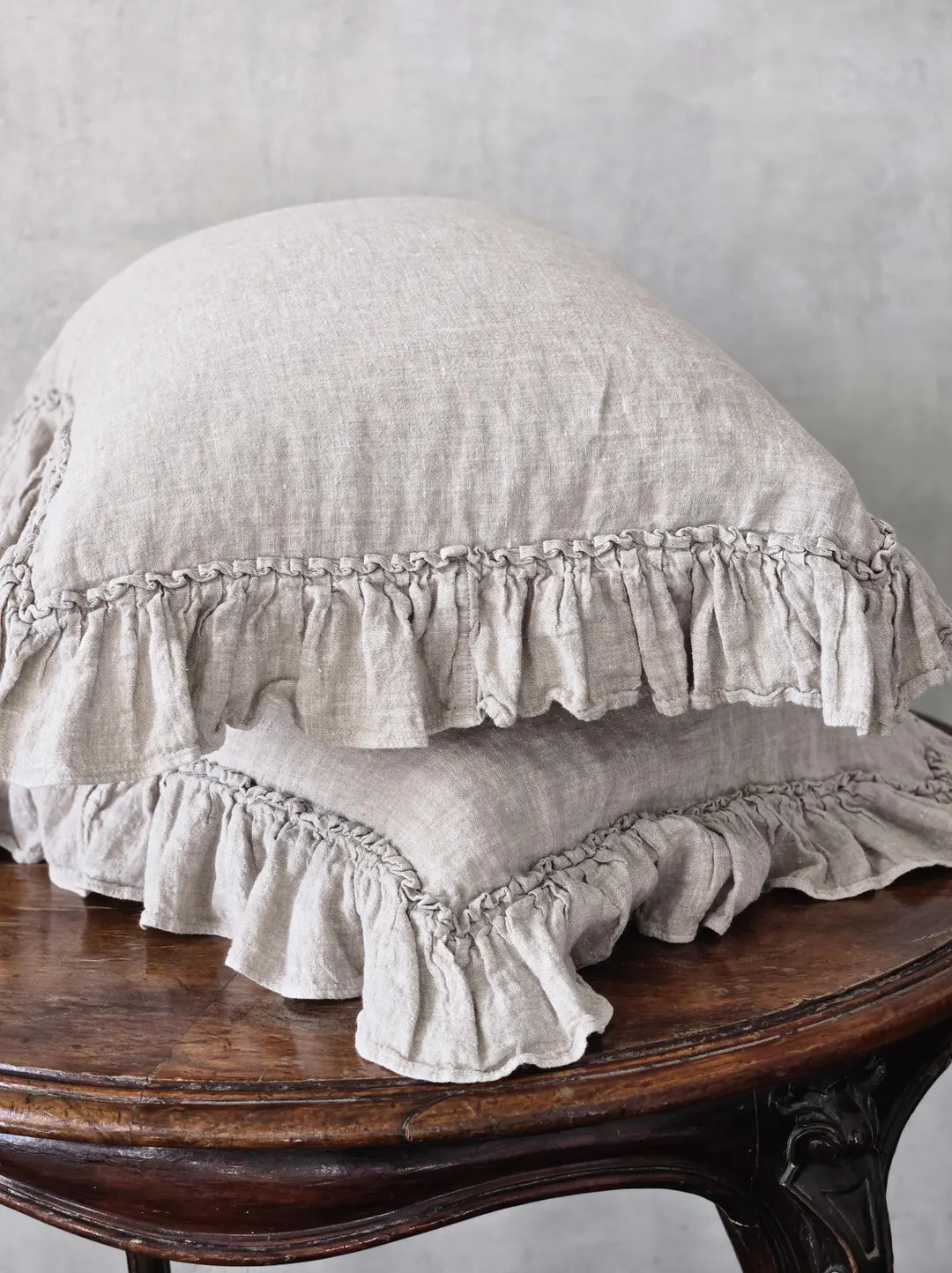 Ruffled Linen Pillowcase: Organic Flax Farmhouse Pillow Sham, Frilled Pillow Cover | Etsy (US)