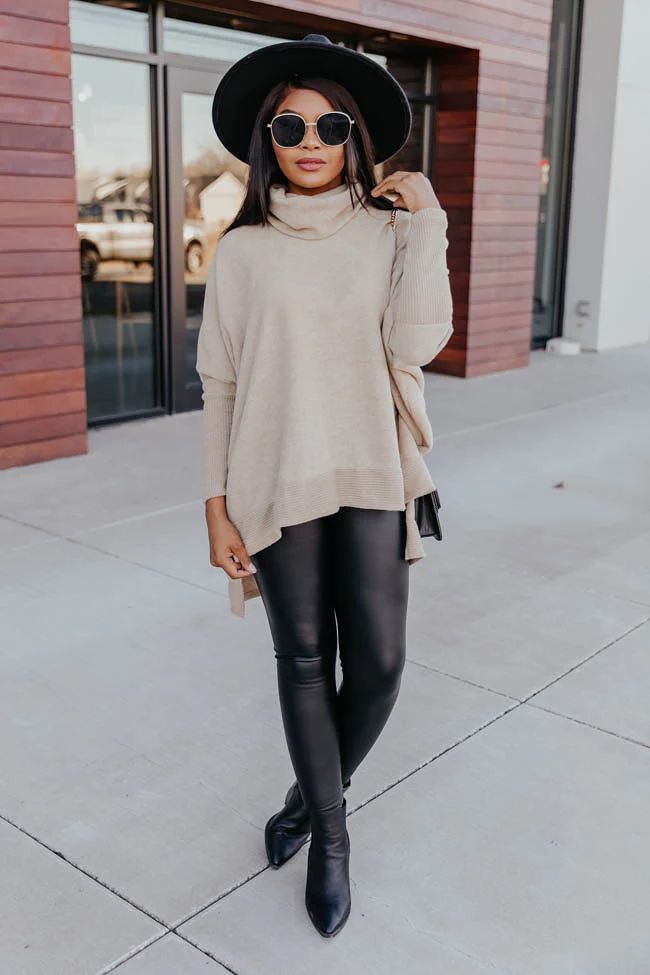 We Can Go The Distance Taupe Dolman Sweater | The Pink Lily Boutique