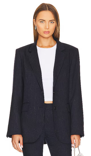 Carolyn Jacket in Navy Blue Pinstripe | Revolve Clothing (Global)