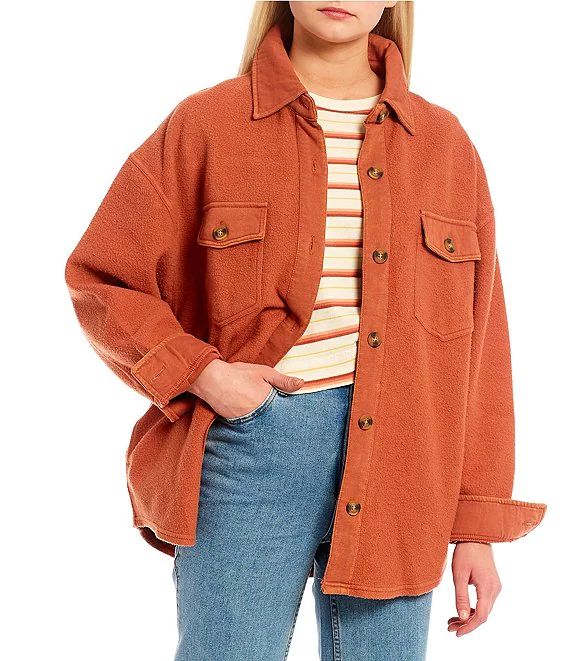 Any Time Button Down Oversized Shacket | Dillard's