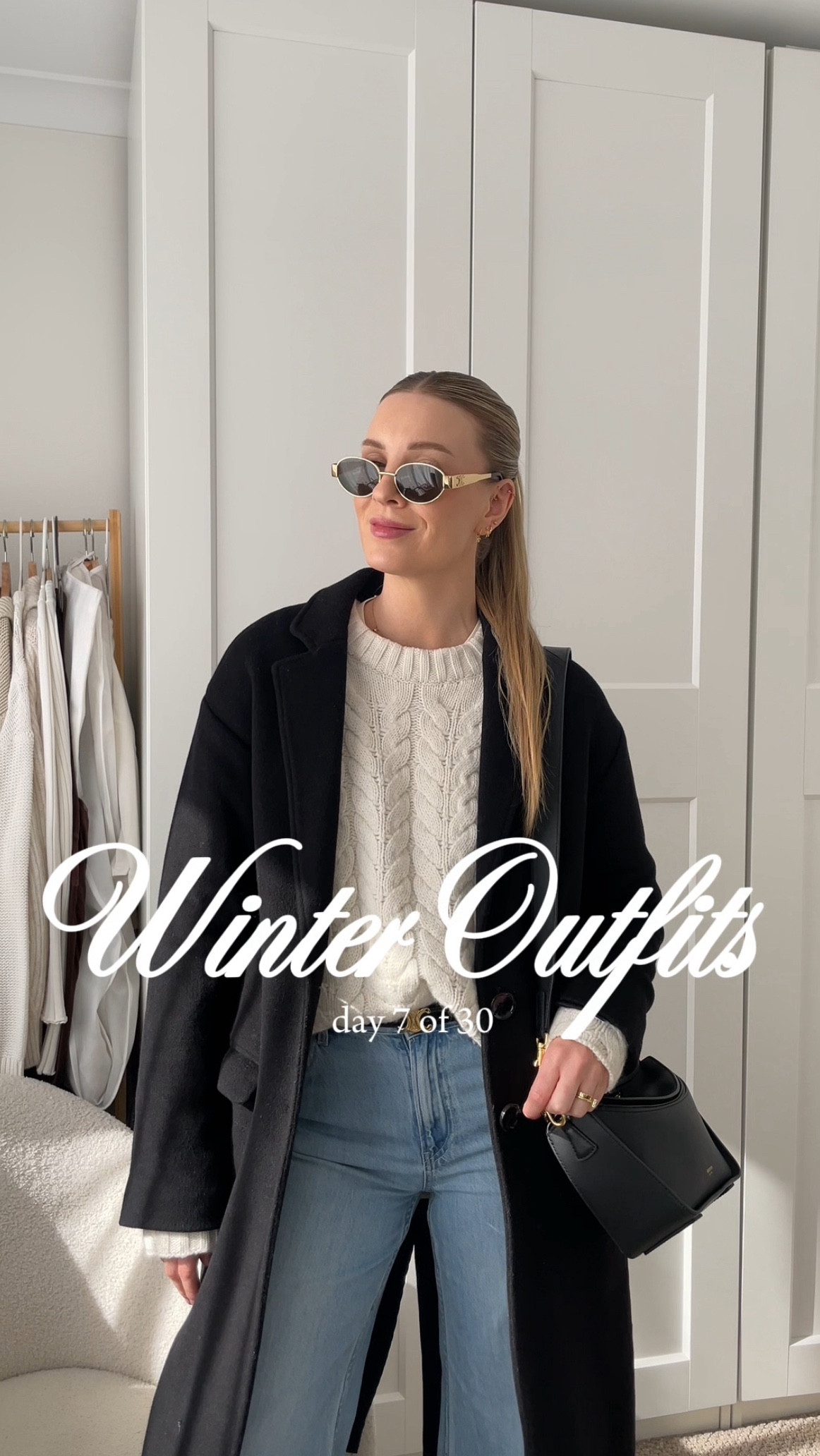 Winter Outfits Series - Day 7 of 30 🌧️ A cosy outfit with a big chunky knit is always a favourite. Throwing a coat over any outfit always makes me feel better about it too. ✨Knit - size XS, Jeans are Uniqlo Wes Anderson from Japan. 
#winteroutfitideas #winteroutfits #australianfashion #blackcoat #coatoutfit 

#LTKaustralia #LTKwinter #LTKworkwear
