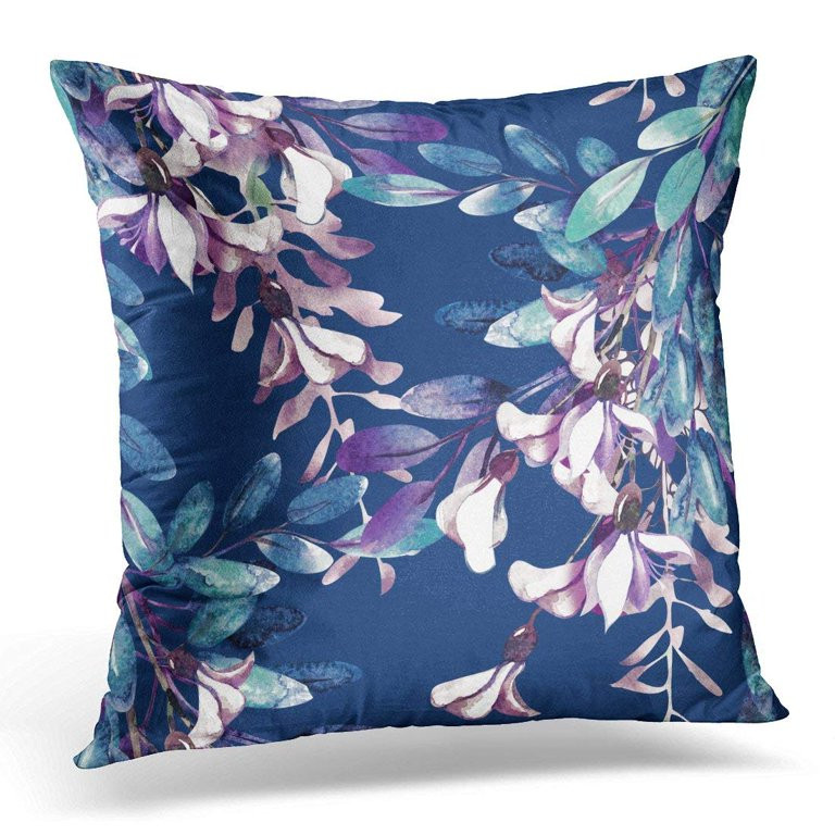 ARHOME Blue Floral Watercolor Robinias Purple Color Pillow Case Pillow Cover 20x20 inch | Walmart (US)