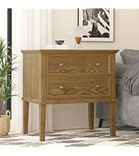Solid Wood Nightstand with 2 Drawers, 24\u201c Wide Wooden Bed Side Table, Tall Wooden Night Stan... | Amazon (US)