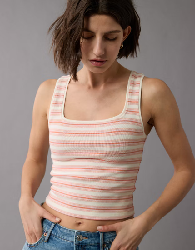 AE Square-Neck Main Squeeze Tank Top | American Eagle Outfitters (US & CA)