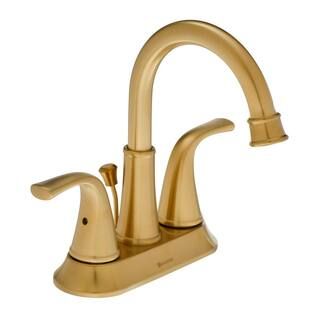 Bettine 4 in. Centerset 2-Handle High-Arc Bathroom Faucet in Matte Gold | The Home Depot