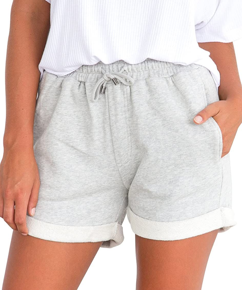 Tengo Women Summer Beach Shorts Juniors Folded Hem Shorts with Drawstring | Amazon (US)