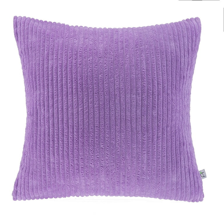 Soft Corduroy Striped Velvet Square Decorative Throw Pillow Cusion For Couch, 20" x 20", Violet P... | Walmart (US)