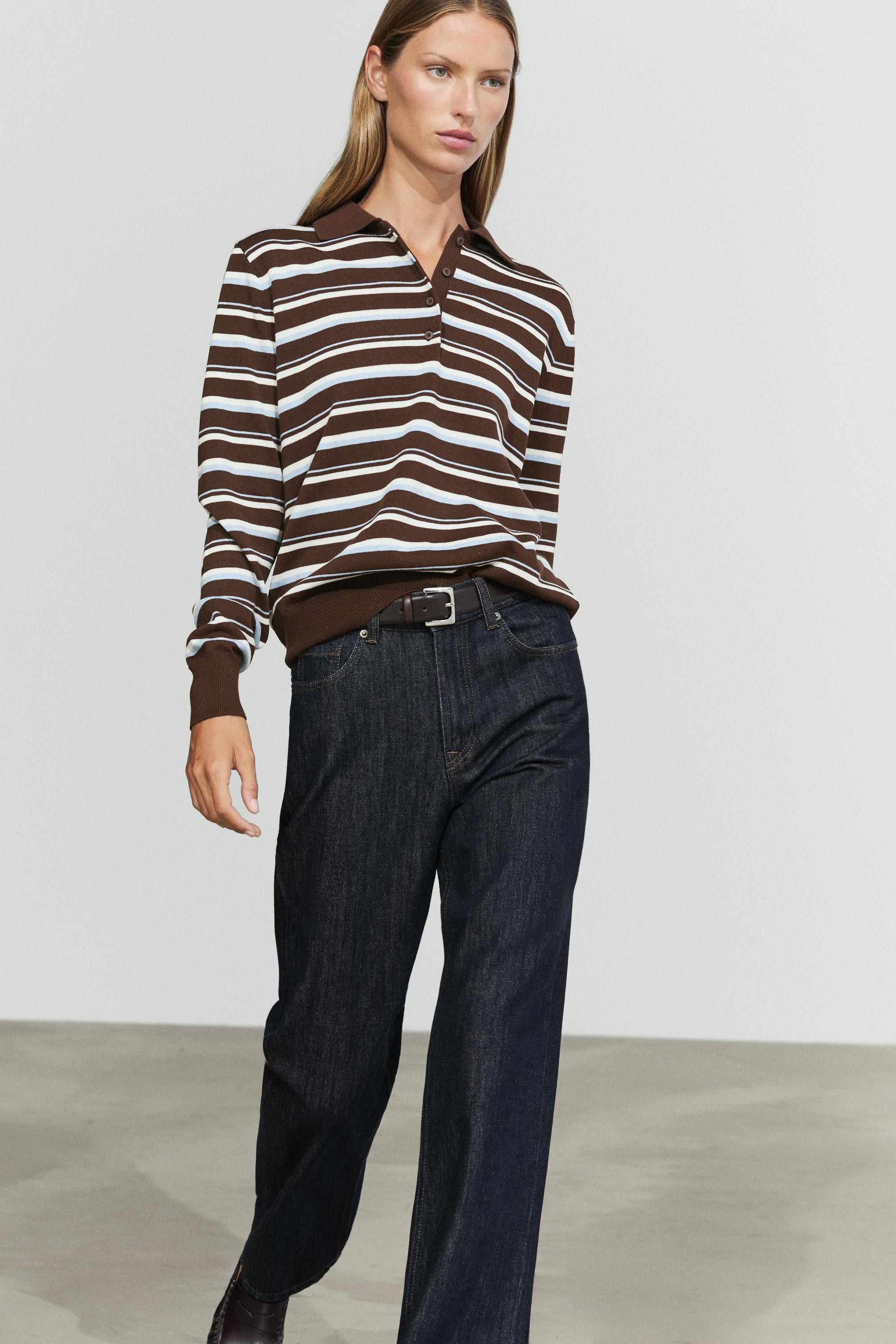 100% cotton striped polo shirt | Massimo Dutti US