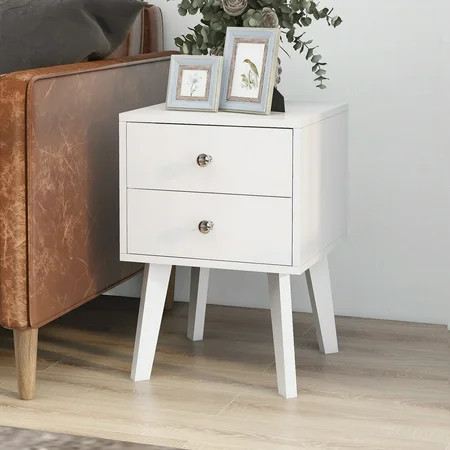 Modern Modern Bedside Table 2 Drawer with Open Shelves white Furniture Bedroom Furniture Nightstands | Walmart (US)
