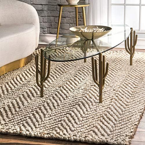 nuLOOM Vania Chevron Jute Rug, 6' x 9', Off White | Amazon (US)