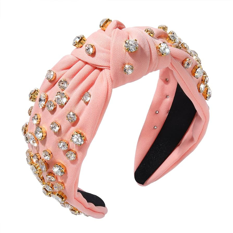 Crystal Knotted Headband for Women Crystal Embellished Wide Top Knot Headband Women's Fashion Hea... | Amazon (US)