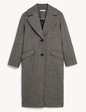 Pure Wool Herringbone Oversized Coat | Marks & Spencer (UK)