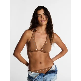 Kacey Lee Women's and Women's Plus Triangle Halter Bikini Top with Studs, Sizes XS-3X | Walmart (US)