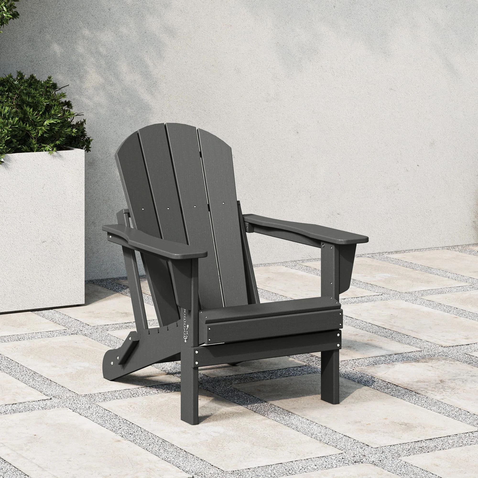 Westintrends Outdoor Folding HDPE Adirondack Chair, Patio Seat, Weather Resistant, Gray | Walmart (US)