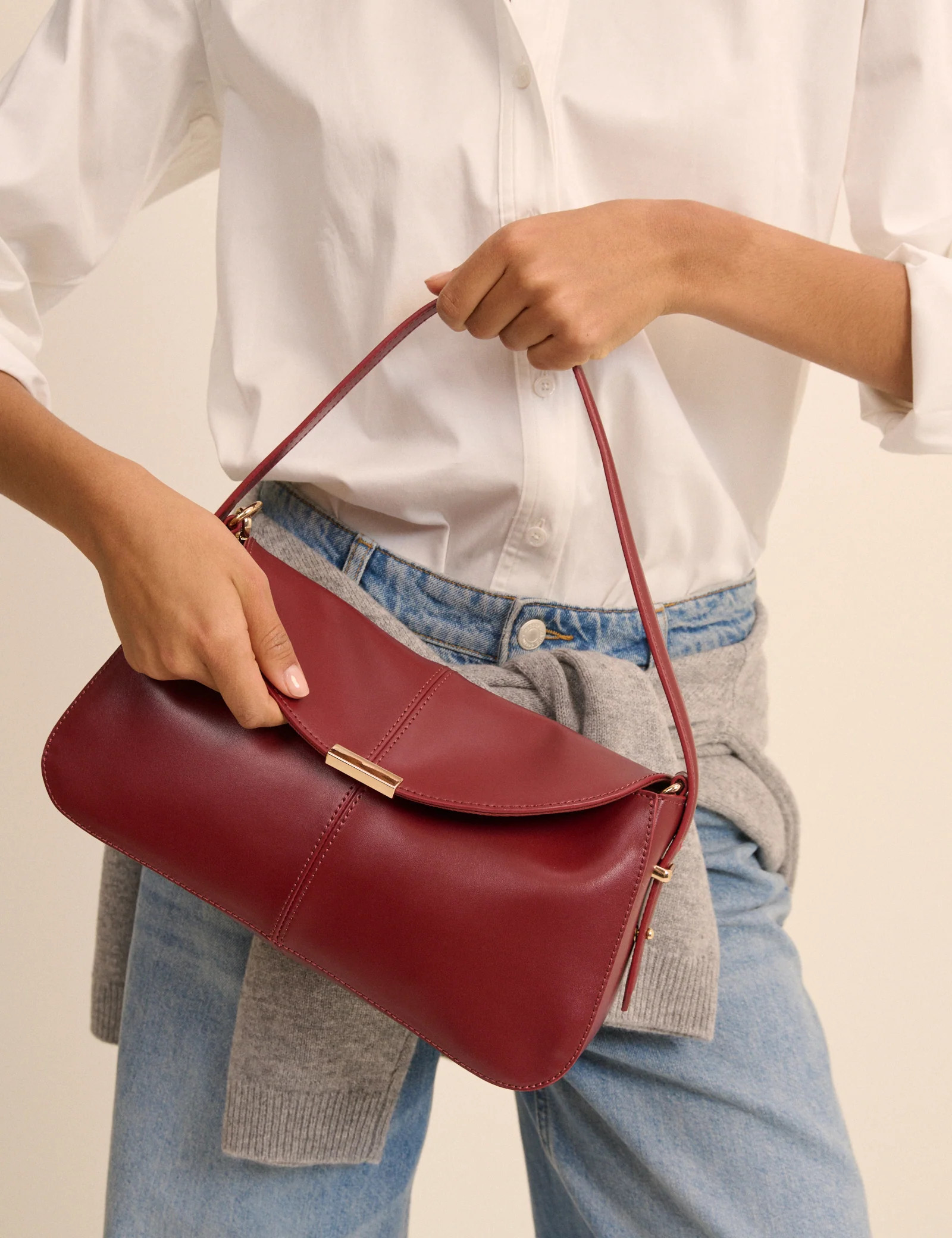 Red Leather Foldover Bag | Nobody's Child