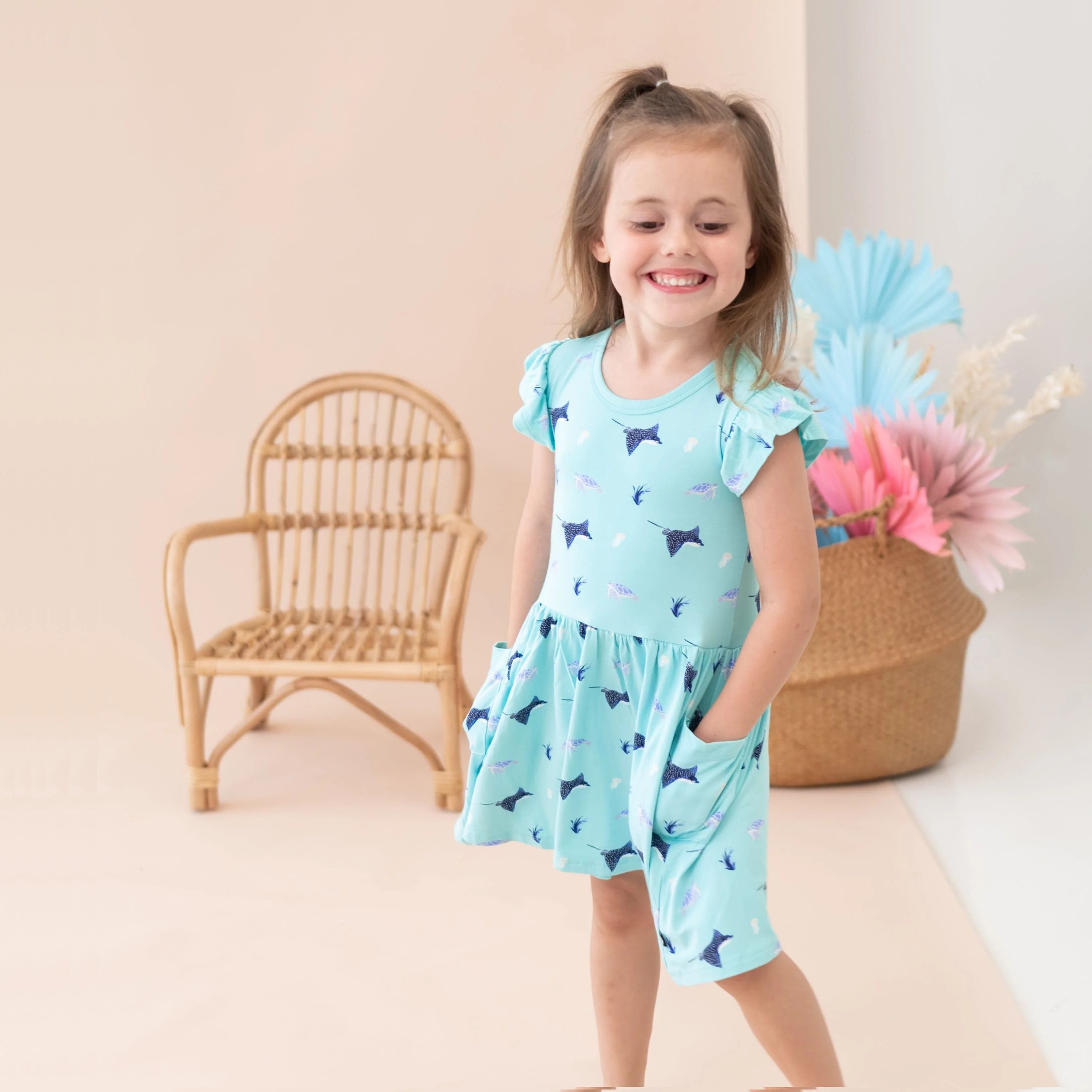 Pocket Dress in Eagle Ray | Kyte BABY