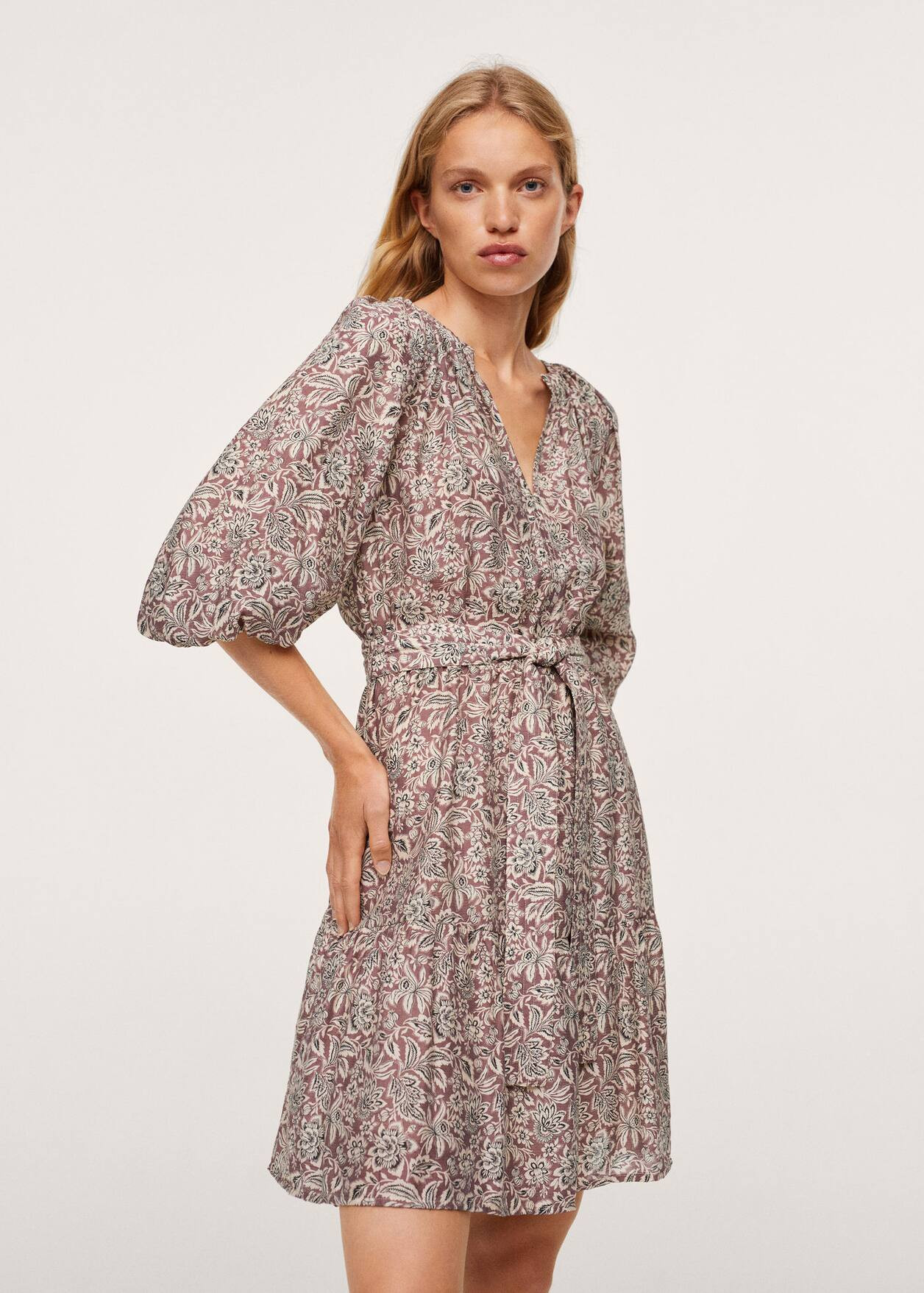 Puffed sleeves dress | MANGO (US)