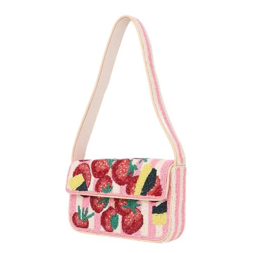 Indian Shelf Premium Handmade Strawberry Beaded Shoulder Bags for Women, Girls - Women Evening Purse Pink (with Box) | Amazon (US)