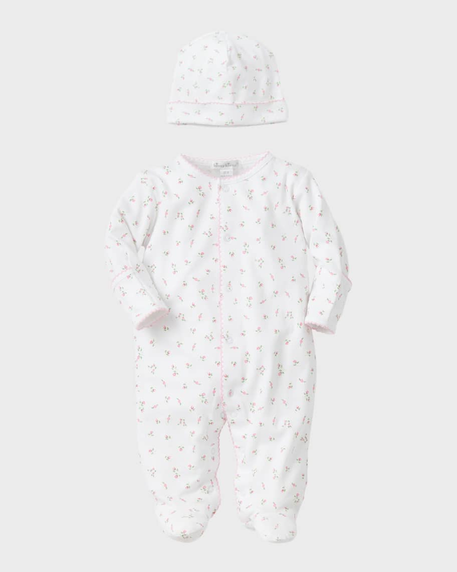 Kissy Kissy Girl's Garden Rose Footie & Hat Set, Size Premie-3M | Neiman Marcus