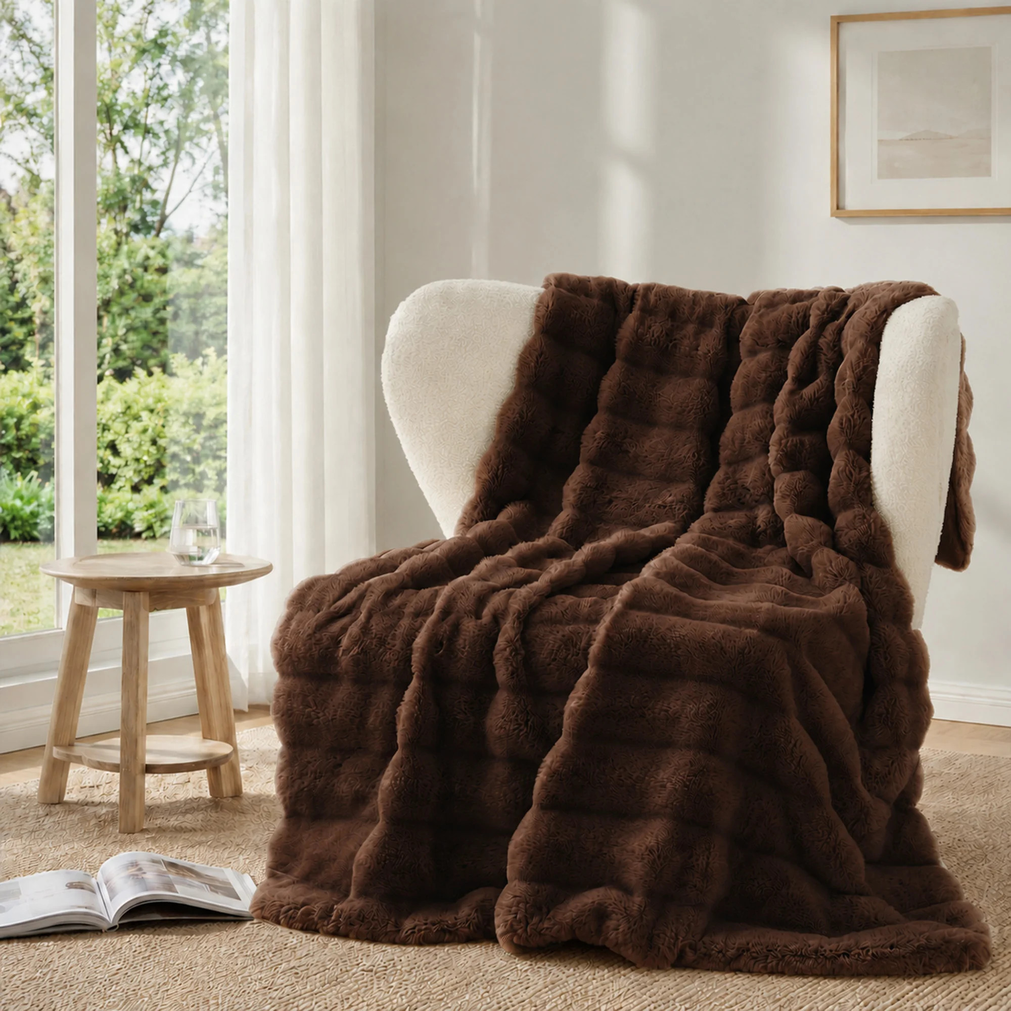 Faux Fur Throw Blanket, Rabbit Fur Blanket For Bed, Couch, Super Soft Cozy Fuzzy Mink Blanket | Wayfair North America