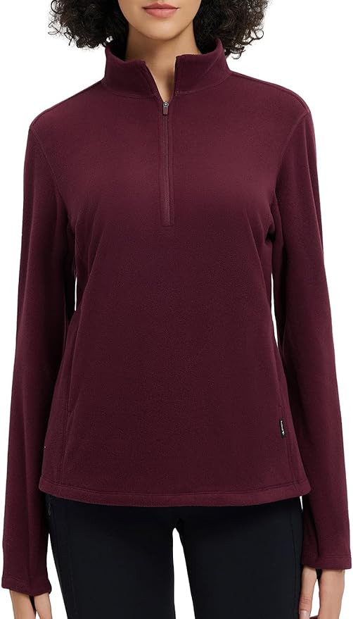 baleaf Women's Fleece Quarter Zip Pullover Long Sleeve Thermal Tops Cold Weather Hiking Running G... | Amazon (US)