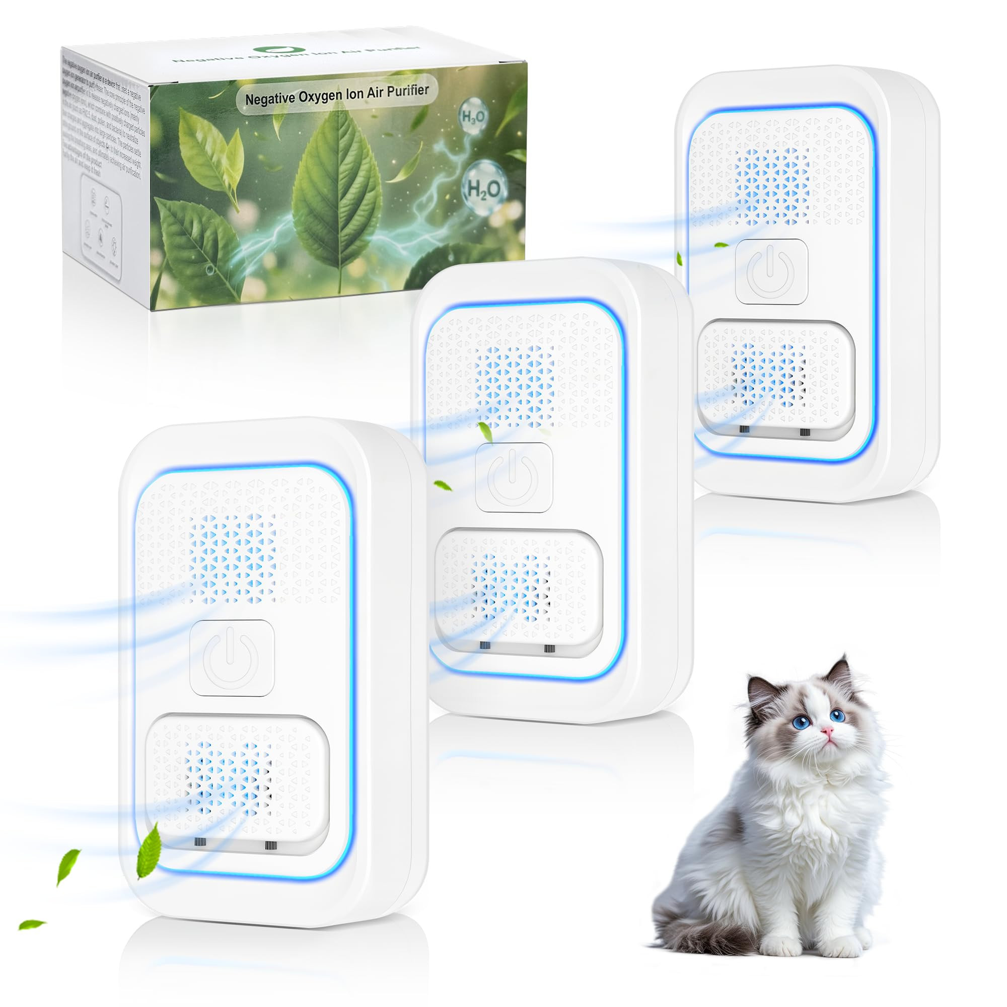 Phewnyzo Air Ionizer Plug In Air Purifier 3 pack Quiet Filter Free Negative Ionizer for Odor Smoke Dust Portable for Home Office Bedroom Bathroom | Lowe's