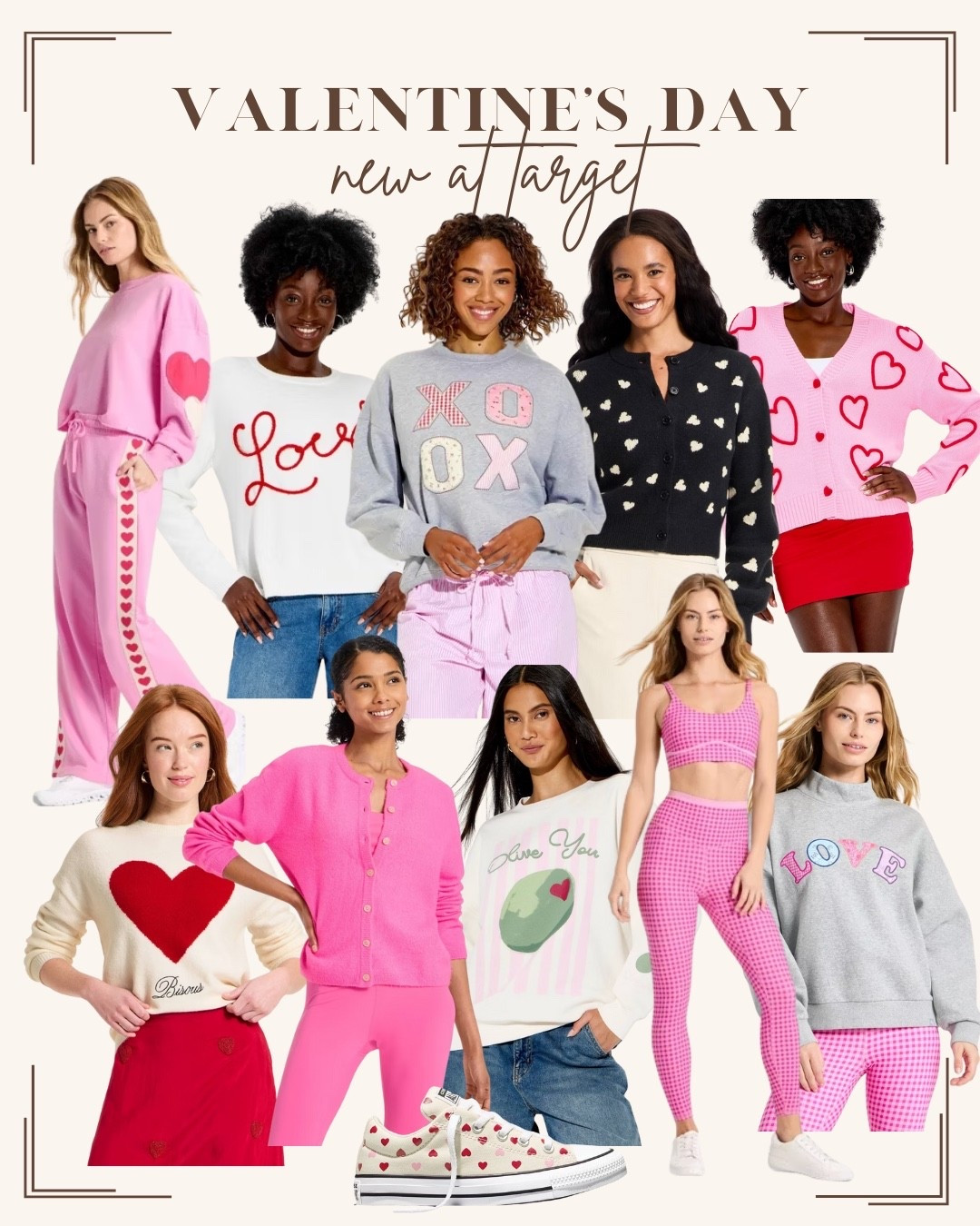 New Valentine’s Day clothing at Target!! Valentine’s Day sweater // pink activewear // pullovers 
