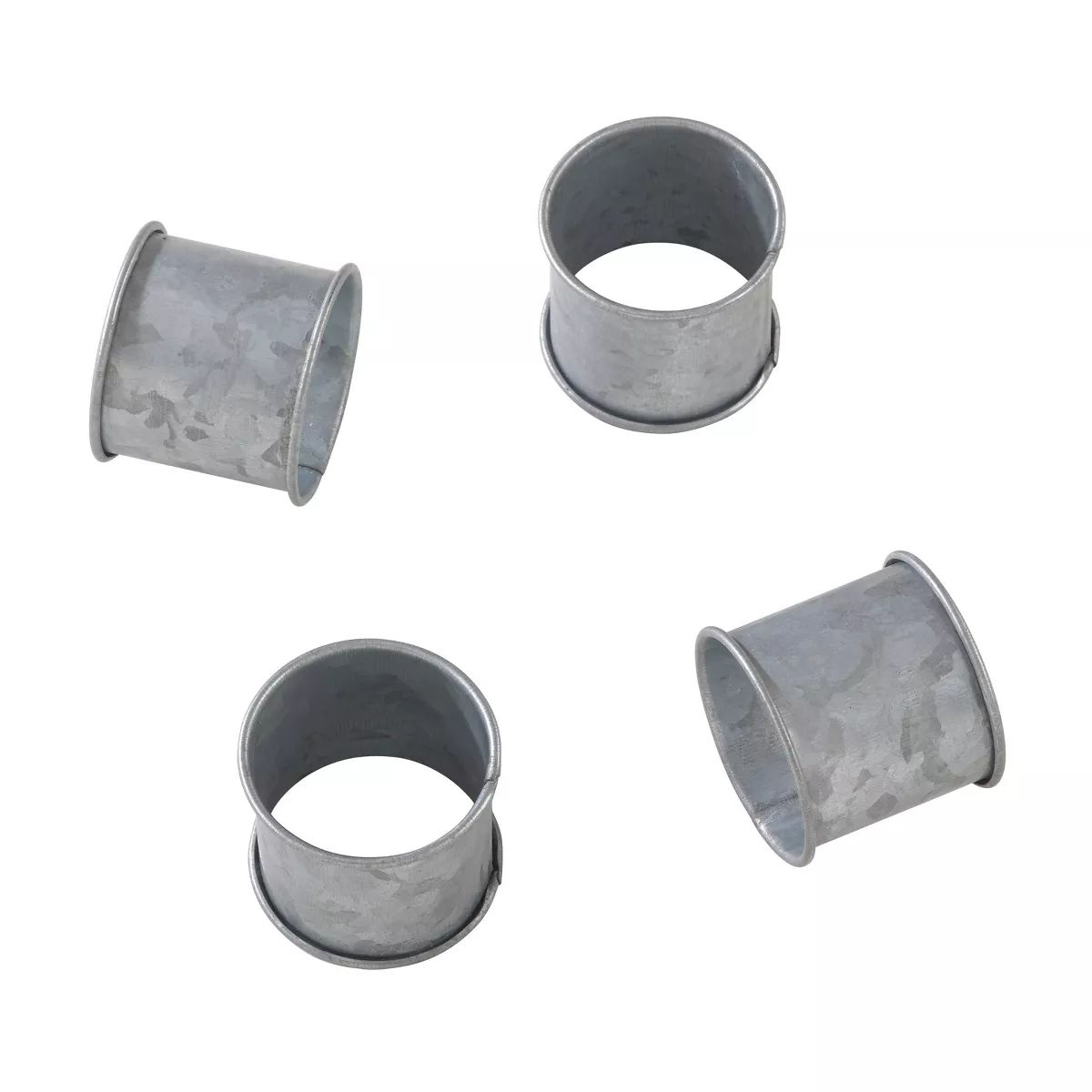 Silver Galvanized Design Industrial Style Metal Napkin Ring Set of 4 - Saro Lifestyle | Target