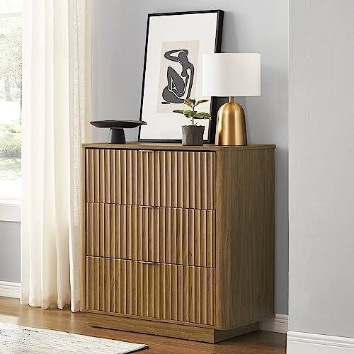 mopio Brooklyn 3 Drawer Dresser for Bedroom, Mid Century Modern Chest of Drawers, Wood Tall Night... | Amazon (US)