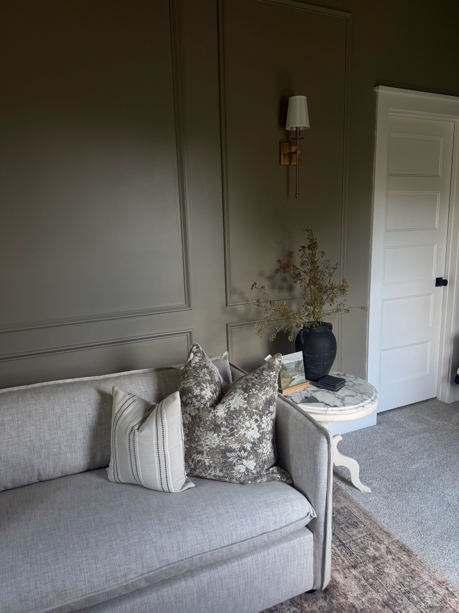 Office furniture! The desk and chair are so affordable from @Walmart & the @CB2 couch doubles as a pull out bed for guests! Paint color is sherwin Williams studio clay! The curtains are the triple pleat style in color grey beige!

#LTKSaleAlert #LTKHome