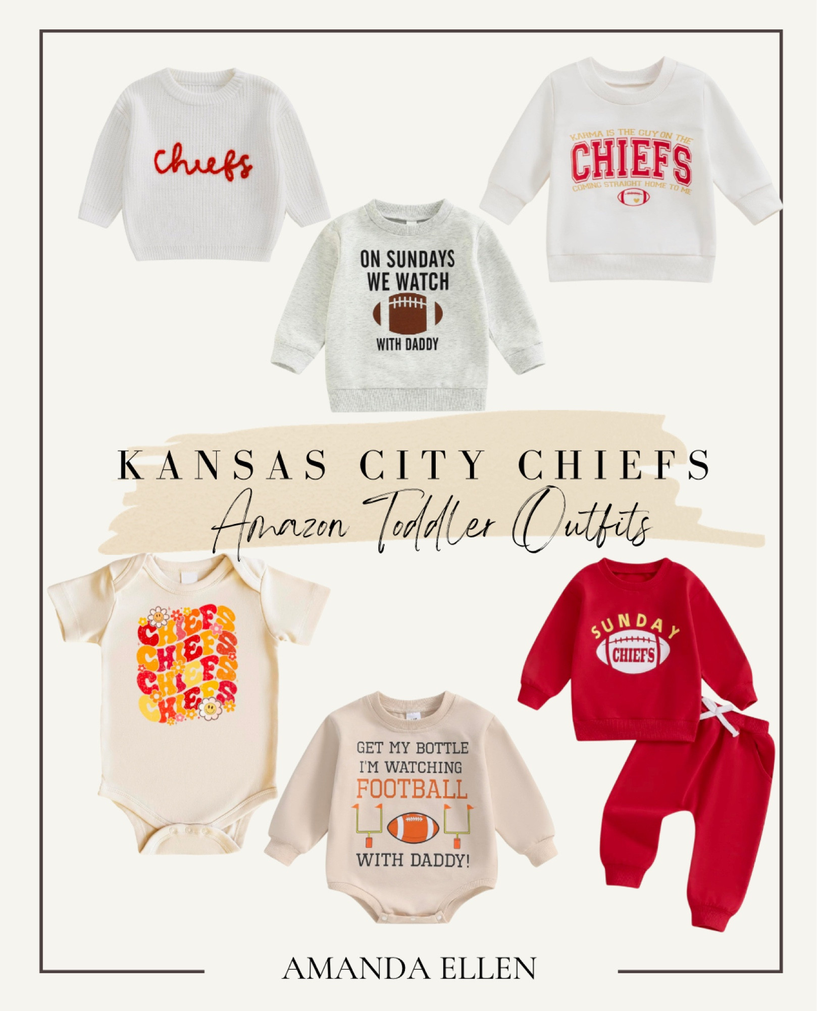 Outfit your little MVP in style with the cutest Kansas City Chiefs toddler outfits from Amazon! Whether you’re gearing up for game day or just want your little one to show off their Chiefs pride, these picks have all the team spirit you need. From cozy hoodies to adorable jerseys, there’s something for every tiny fan. Because let’s face it—Karma is the guy on the Chiefs, coming straight home to you. Shop these game-winning looks below!

#LTKKids #LTKFamily #LTKBaby