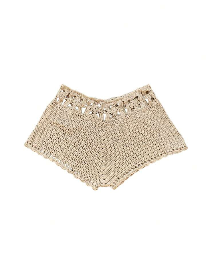 Womens Swim Shorts Crochet Cutout Bathing Suit Bottoms Drawstring Beach Board Shorts Summer Swim Trunks | SHEIN