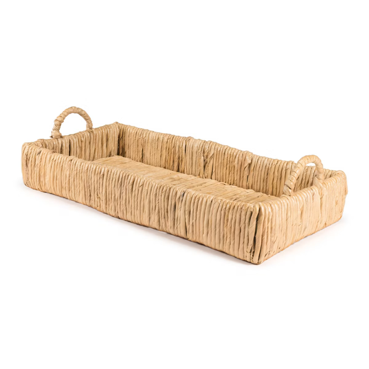 happimess Anika 22.5" Traditional Southwestern Hand-Woven Abaca Tray with Handles, Natural | Target
