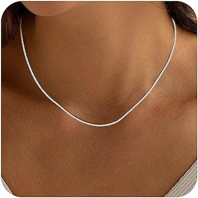 ASHINE 925 Sterling Silver Box Chain Necklace for Women, 1mm 0.8mm Replacement Link Chain for Pen... | Amazon (US)