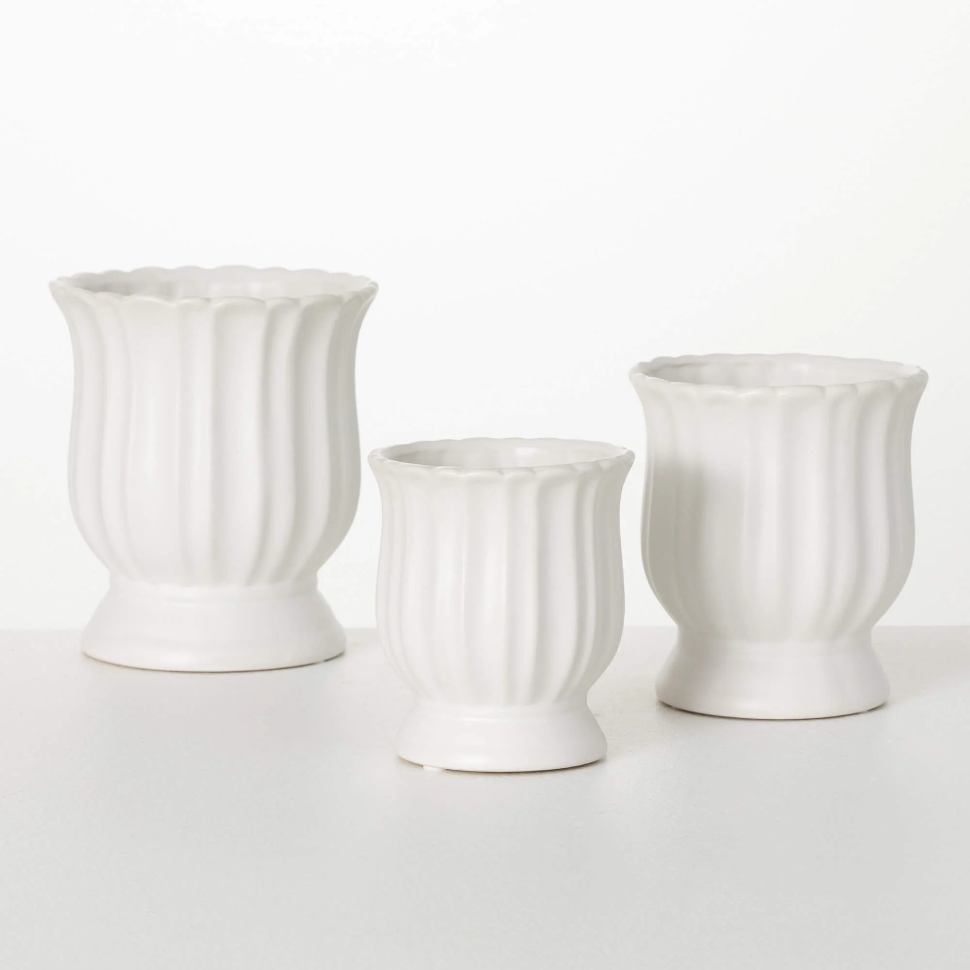 Sullivans 7", 6" & 5.25" White Tulip Planter Set of 3, Ceramic | Walmart (US)