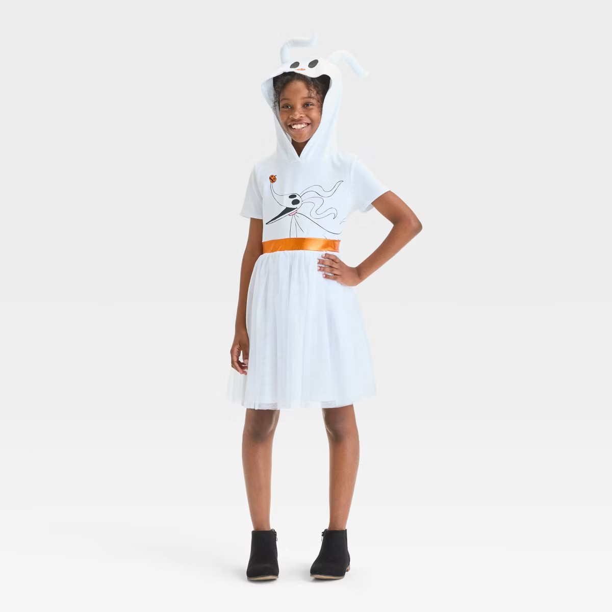 Girls' The Nightmare Before Christmas Zero Halloween Dress - White | Target