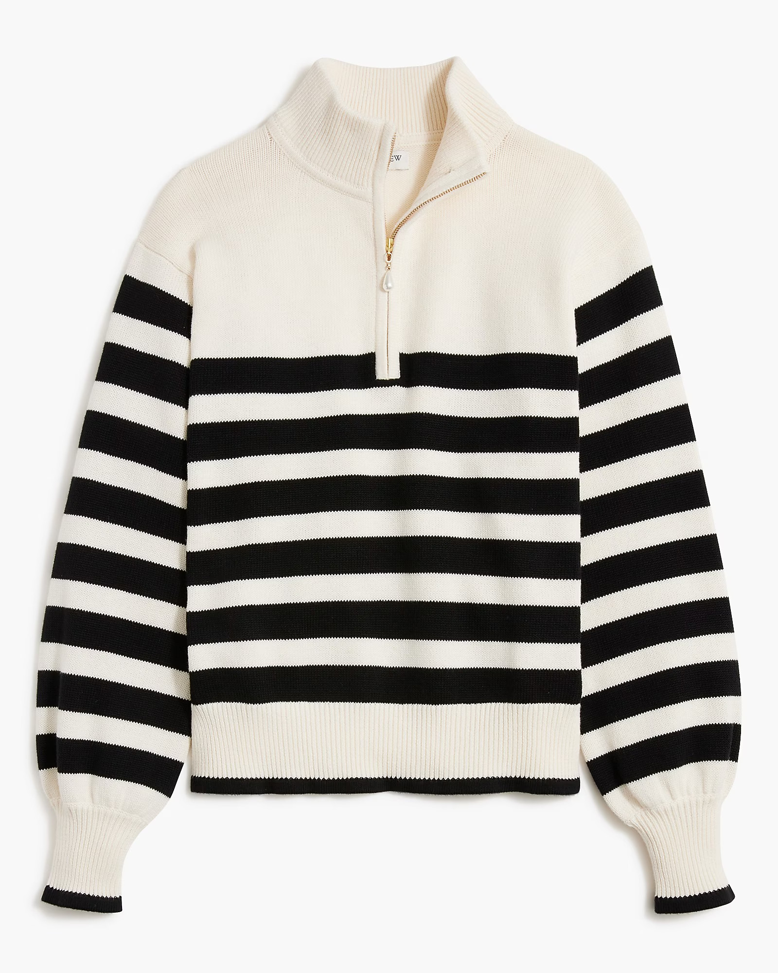 Striped half-zip sweater with pearl zipper | J.Crew Factory