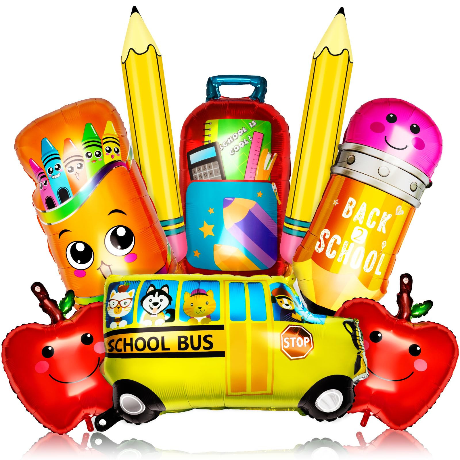 8 Pcs Back to School Balloon Sets Include Pencil Balloons Schoolbag Balloon The Apples Balloons f... | Amazon (US)